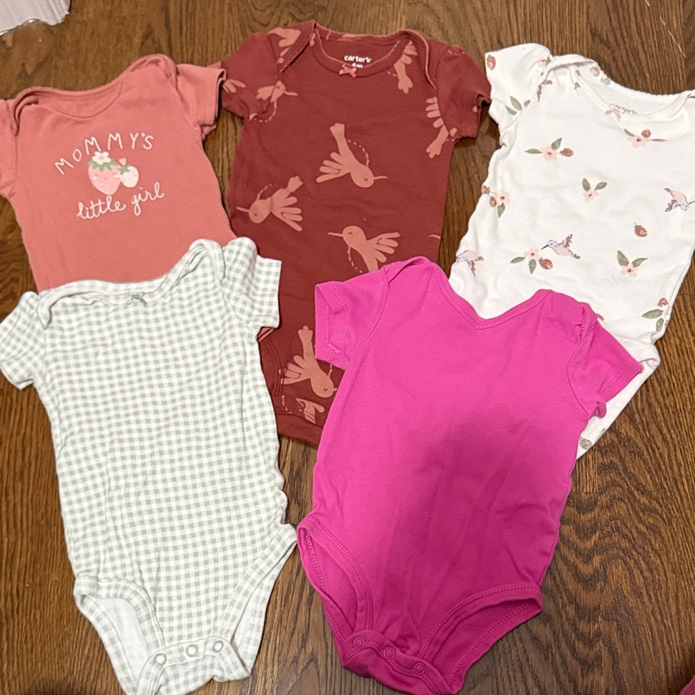 Carter's Girls Multi-Pink & White Short-Sleeve Bodysuit Set